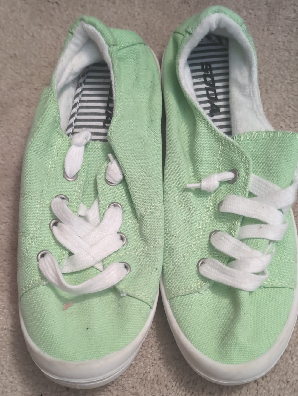 Soda Mint Green Canvas Sneakers with White Laces